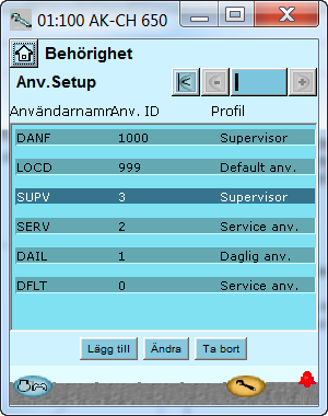 Konfiguration - fortsatt Authorization 1. Gå till menyn Configuration (konfiguration) Klicka på den orangea knappen med en skiftnyckel på, nederst på displayen.