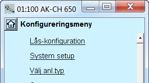Konfiguration - fortsatt Ställ in anläggningstyp 1. Gå till Konfigurationsmeny 2. Välj anläggningstyp Klicka på linjen Välj anläggningstyp 3. Ställ in anläggningstyp 4.