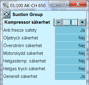 Konfiguration - fortsatt 8. Ställ in övervakning av kompressor Tryck +-knappen för att gå till nästa sida. 9. Ställ in drifttid för kompressor Tryck +-knappen för att gå till nästa sida. 10.
