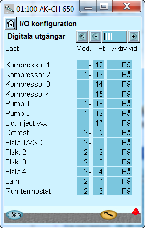 Konfiguration - fortsatt Konfiguration av ingångar och utgångar 1. Gå till Konfigurationsmeny 2. Välj I/O konfiguration 3.