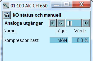 Lägg tillbaka regleringen av spänningsutgångar till automatisk Definition Inställning 0 % 50 % 100 % 0-10 V 0 V 5 V 10 V
