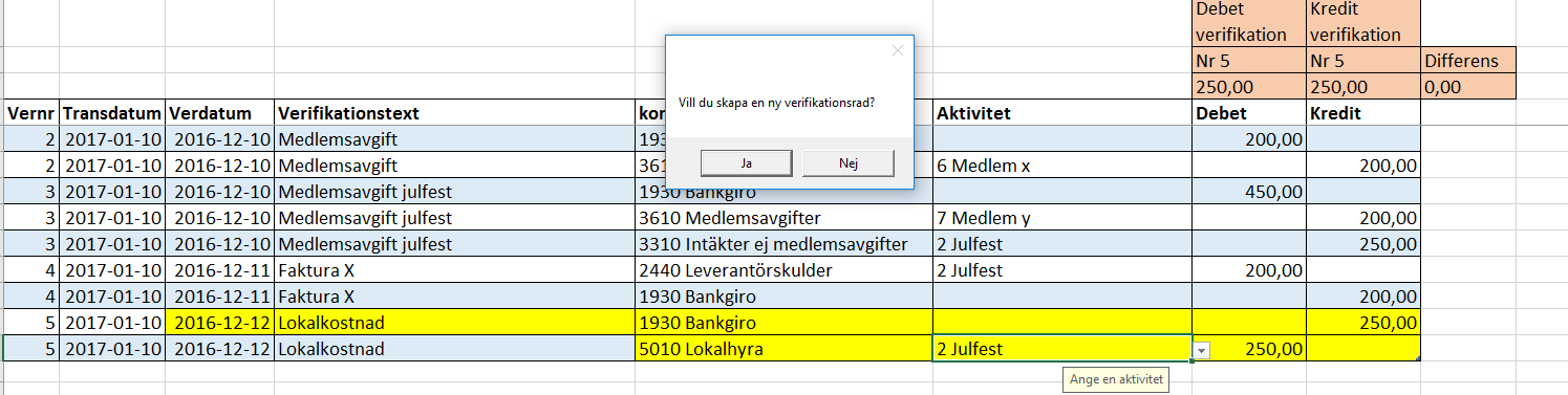 Konto 2440 debiteras 200 kr och 1930 krediteras 200 kr.