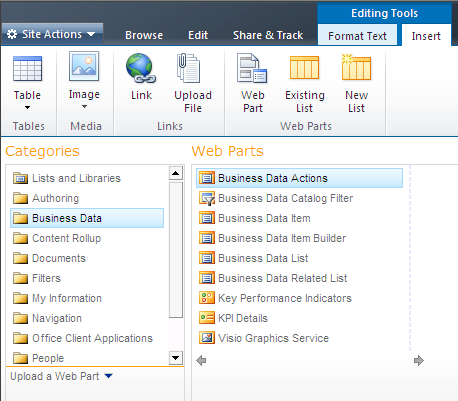 Bild 2.6 Illustrerar SharePoint s Web-parts-mallar 2.3.8.5 Views En vy i SharePoint används för att skapa olika sätt att visa en listas eller ett biblioteks innehåll.