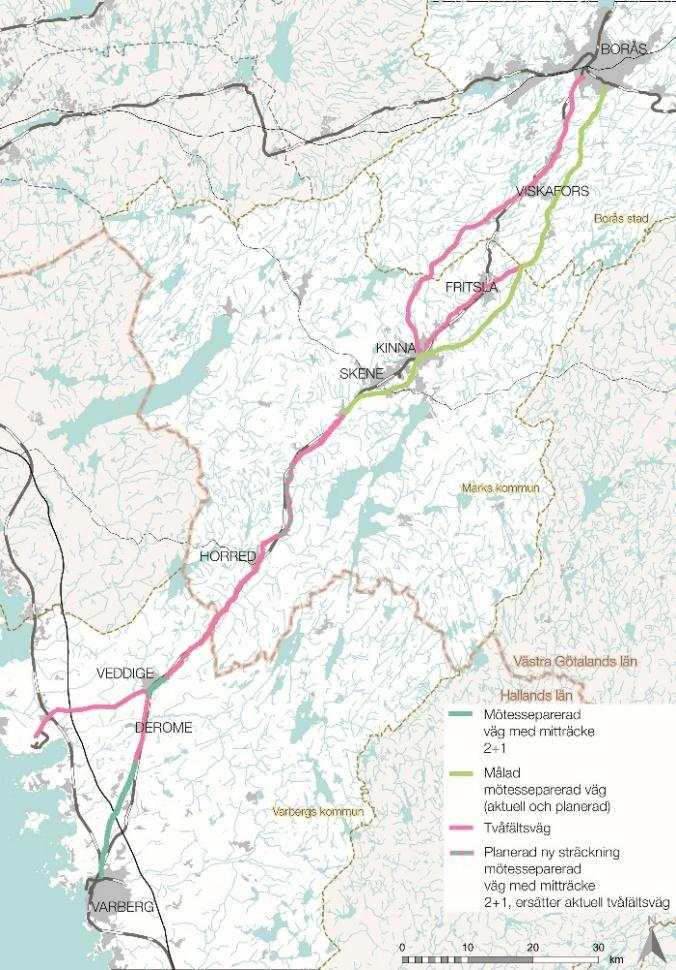 Vägen är av stor betydelse för transporter mellan kusten och inlandet och för trafik mellan olika orter i Viskadalen. Väg 41 är rekommenderad transportväg för farligt gods.