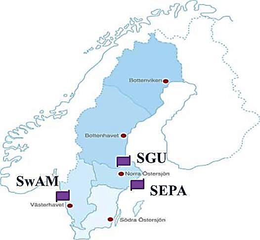 Vattenförvaltningens organisation Europeiska Unionen Sveriges Riksdag Regeringen Nationella myndigheter Vattendistrikt (5) Länsstyrelser