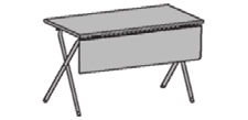 Edu-x Faner: Laminat: Ljusgrå Vit Fällbart bord Fällbart stativ av elipsformade rör i silvergrå färg. Standard är komplett bord med panel. Panel är ljusgrå 300 x 1180 mm och 300 x 1380 mm.