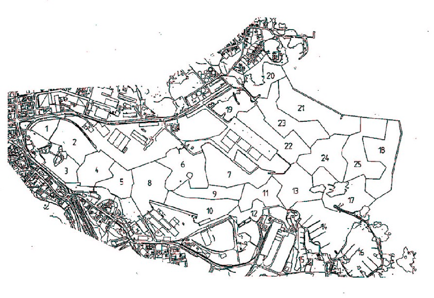 Vågbrytare Figur 4.4 Provtagna delområden (1-25) i Oskarshamns hamnbassäng.