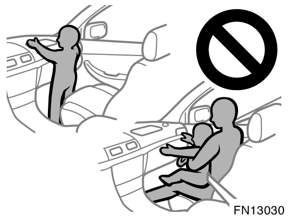 SÄKERHETSSYSTEM 87 Låt inte barn stå upp eller stå på knä på framsätet eftersom krockkudden på framsätespassagerarplatsen kan utlösas med våldsam kraft och hastighet.