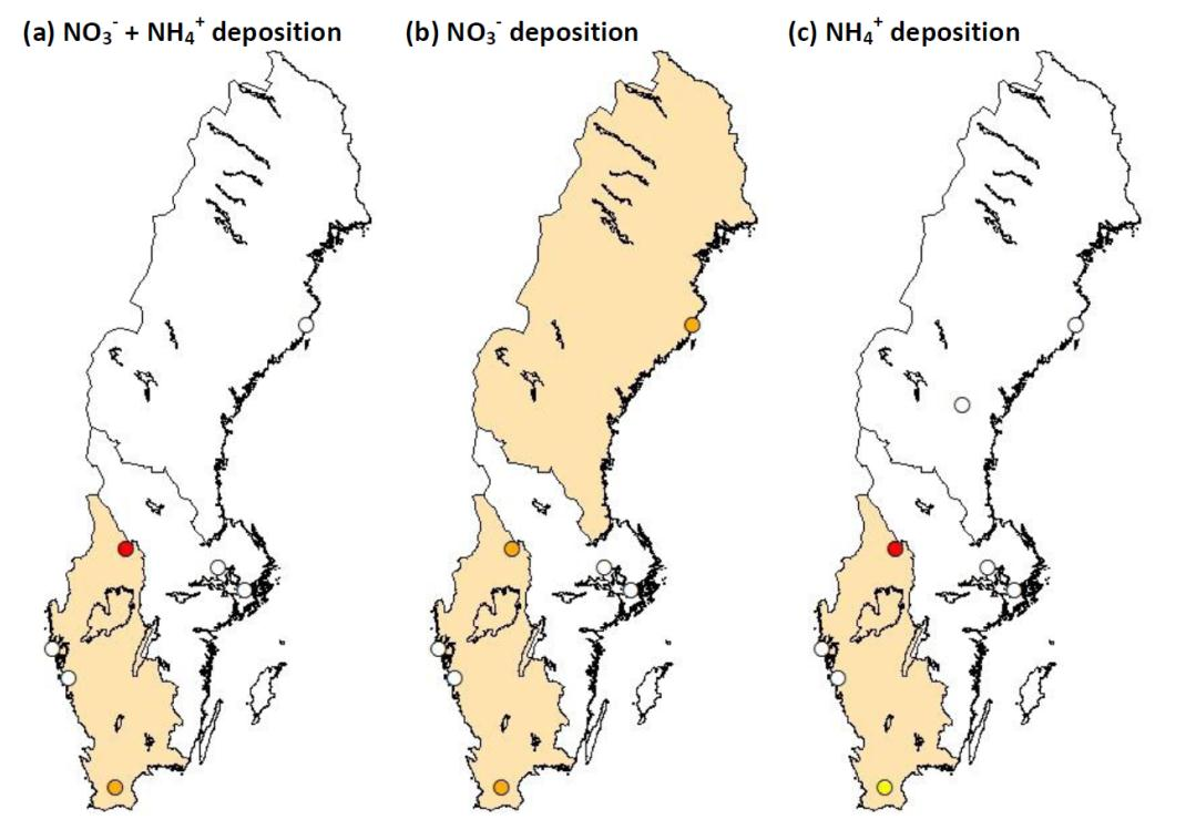 Observerad förändring av våtdeposition av kväveföreningar