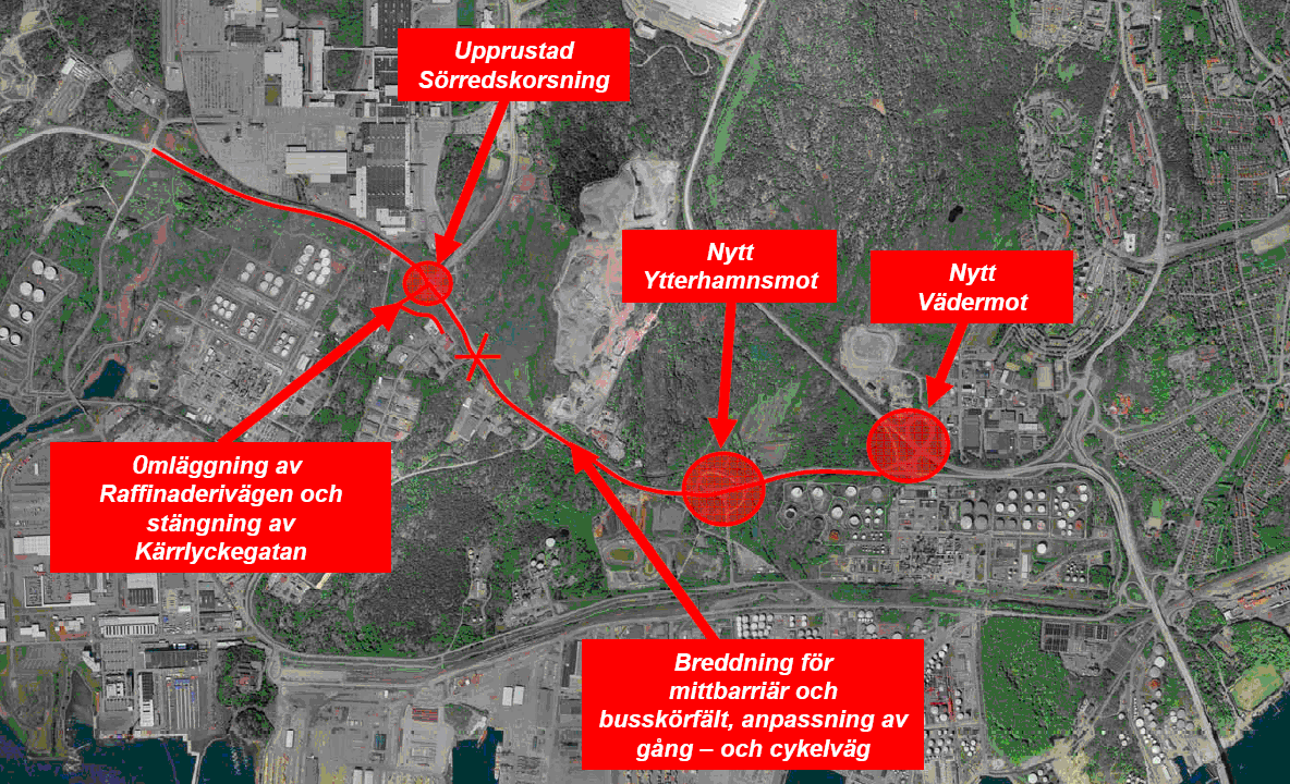 Figur 1 Väg 155, Torslandavägen, område för arbetsplan 3.2.