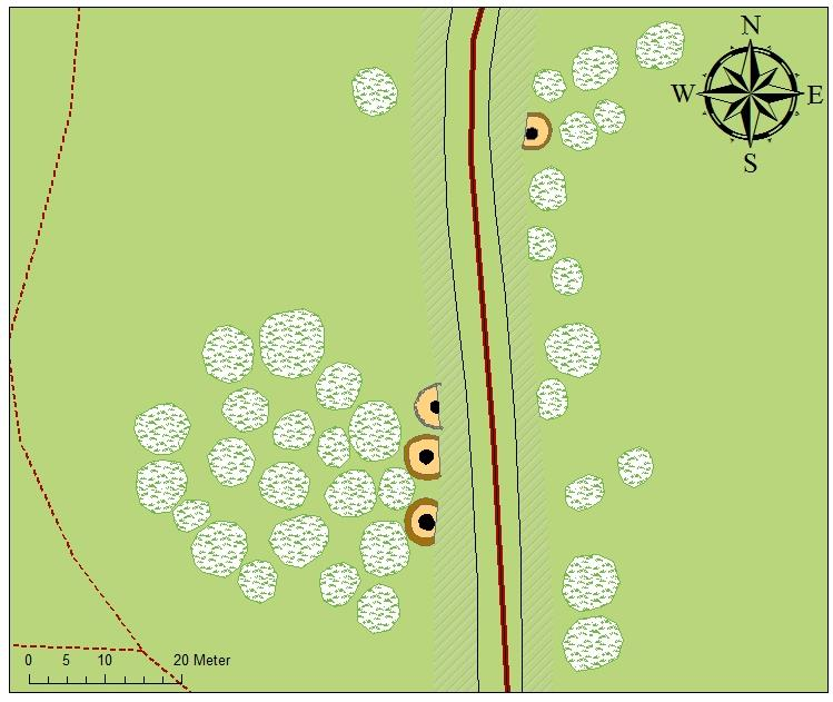 Resultat Efter inmätning av de skadade gravarna handgrävdes dessa i plan. Gravarna var 5-6 m stora och ca 0,4 meter höga och uppbyggda av sand.