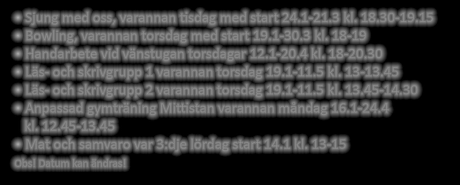 DE DUV SYDÖSTERBOTTEN Kurser i samarbete med Kristinestads Medborgarinstitut Handarbete varannan tisdag med