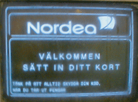 Vad möter användaren: Vad användaren gör: En välkomstsida där man blir ombedd att sätta in sitt kort och en