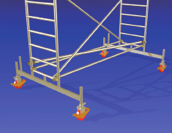 En stege kan monteras med 2, 3 resp 4 m längd. Den placeras då under en plattform med lucka. Montera 2 sparklister och 2 gavelsparklister som avslutning på den översta plattformsnivån.