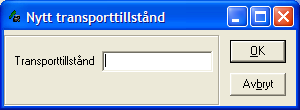 2005-09-04 2.0 18 (29) 8b) Följande ruta visas: Figur 18. Tågrapportering Konfiguration Transporttillstånd 8c) Välj Nytt transporttillstånd 8d) Följande ruta visas: Figur 19.