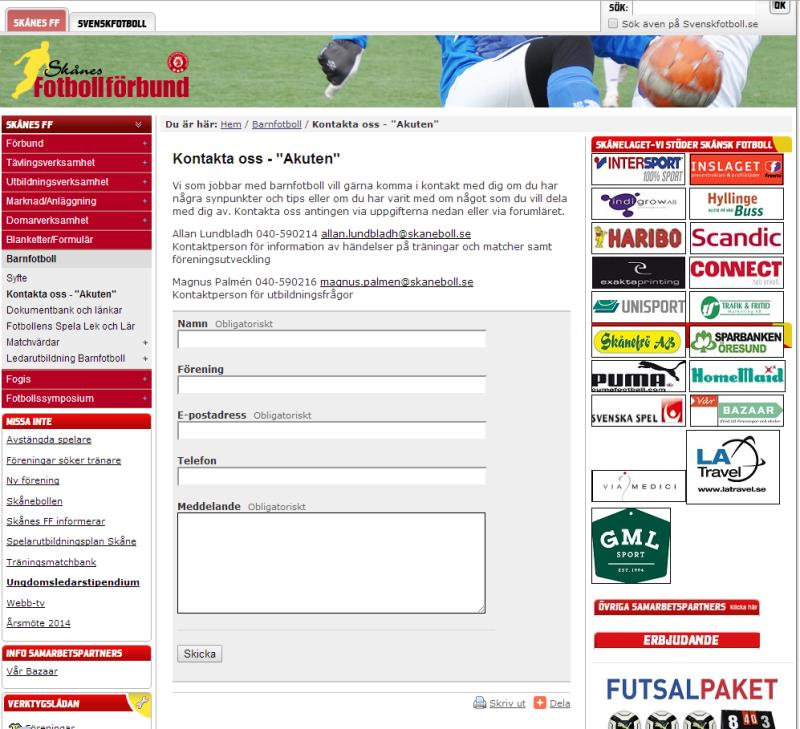 Akuten I syfte att förbättra skånsk barn- ch ungdmsftbll har Akuten skapats. Där kan du sm är engagerad i skånsk ftbll höra av dig till förbundet med infrmatin när någt går fel.