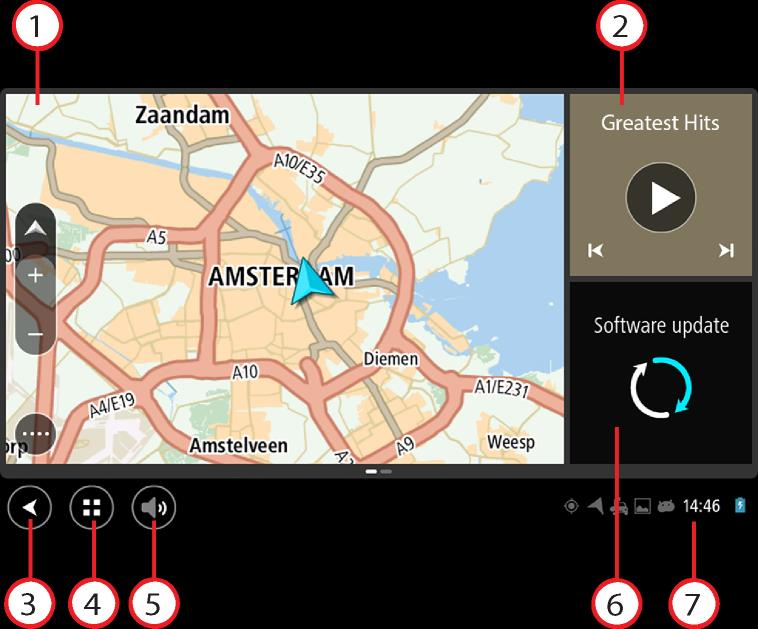 Starta TomTom Bridge TomTom Bridge startar när den är i hållaren och hållaren har ström. När TomTom Bridge inte är i hållaren kan du också trycka på på/av-knappen tills enheten startar.