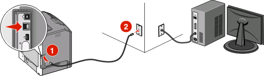 Ansluter via ett Ethernet-nätverk Trådburen installation och anslutning 1 Anslut Ethernet-kabeln till skrivaren och till en aktiv Ethernet-port i nätverket.