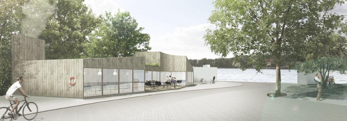 Planbeskrivning Norra Nacka strand 24 (56) Möjlig utformning av ny servicebyggnad på kajen.