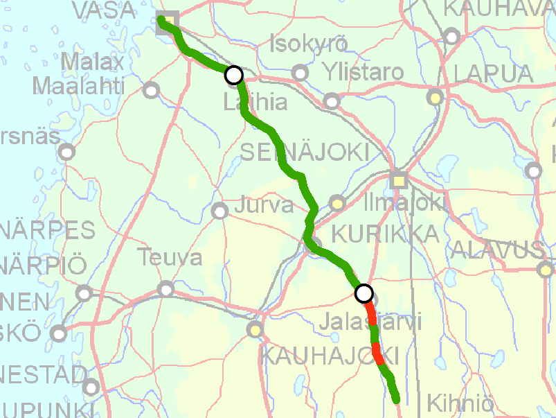 Rv 3, Tammerfors-Vasa På förbindelseavsnittet Tammerfors Vasa bör trafiksäkerheten och smidigheten i trafiken förbättras.