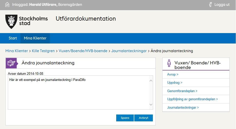 47 (49) Visa: Klickar du på symbolen ( ) kan du läsa journalanteckningen i ett format där den inte går att ändra.