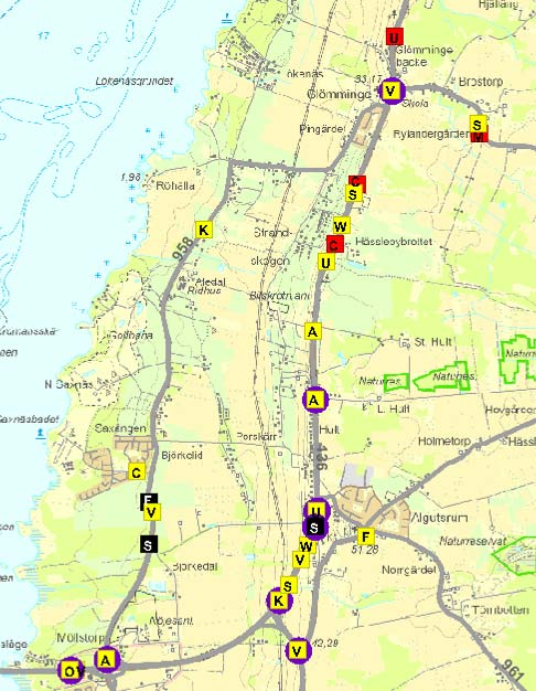 Vectura 20 (34) Kollektivtrafik Linje 101 och 106 trafikerar väg 136 genom Glömminge. I Glömminge passerar mellan 31-37 turer varje vardag, lördag 21 turer och söndag 18 turer.