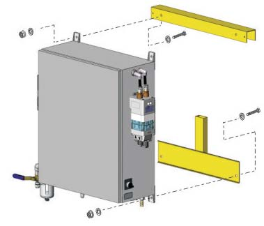 Installationsanvisning för Prodigy HDLV Generation II manuellt system 3 Monteringsmöjligheter för pumppanel VARNING: Tung utrustning. Tag hjälp vid lyft av pumppanelen.