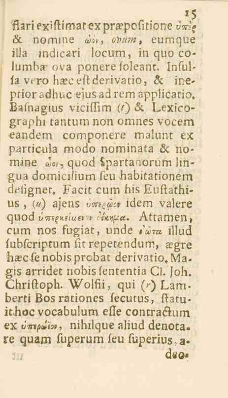 15 *5 'flariexiftimatexpra?pcfitione Smf öc nomme 5!:»., o\>um, eumque illa indicari locum, in quo cohimbcr ova ponere foleant. Infulfa v> ro h^ceftderivatio, & ineprioradhuc ejusadremapplicatio.