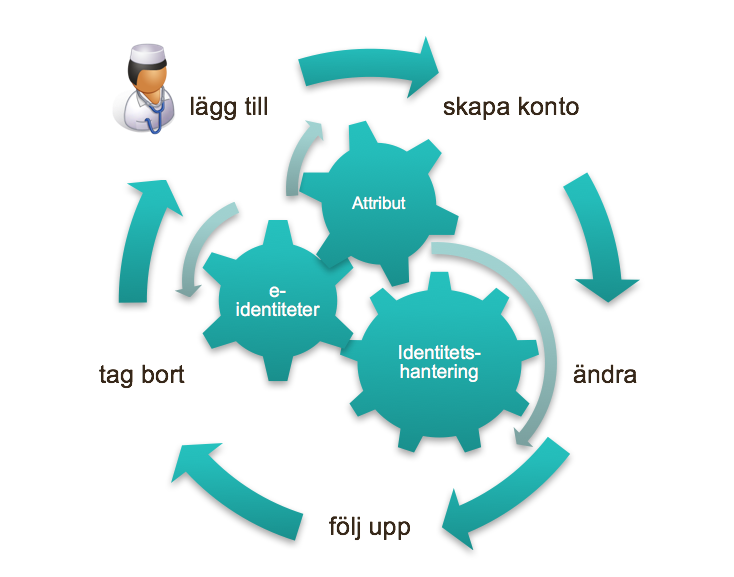 Attributkällan ger även information om organisationsidentiteter och hur dessa förhåller sig till varandra (organisationsstruktur) där så tillämpligt.