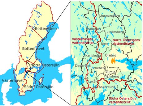 I Sverige: Fem vattendistrikt. Fem länsstyrelser vattenmyndigheter.