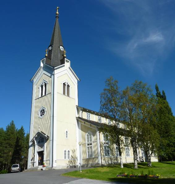 Kyrkan blev snart för liten och en ny och betydligt större kyrka (2) uppfördes högre upp, men fortfarande mitt i byn.