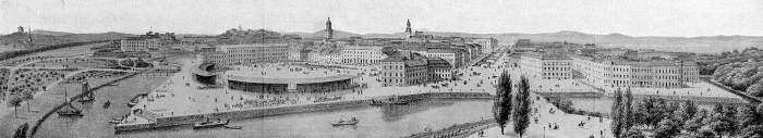 1860-talets mitt några få utfarter via broar. En enkel träbro i slutet av Södra Hamngatan pekade mot Trädgårdsföreningens norra parkingång.
