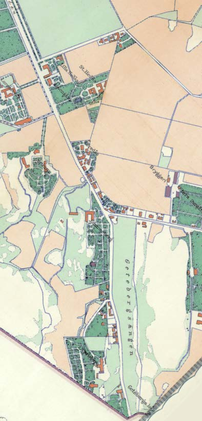 Landsvägen söderut, Södra Vägen, hade som förnäm huvudtrafikled kompletterats i slutet av 1700-talet med en promenadallé som slutade vid landerierna Lorensberg och Hedås (se kap. I A).