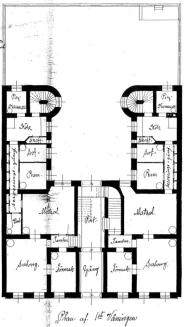 Kontinentalplan 1891 med gårdsflygel i vinkel, 13:e roten 64 (sidolagd portgång Erik Dahlbergsgatan 5).