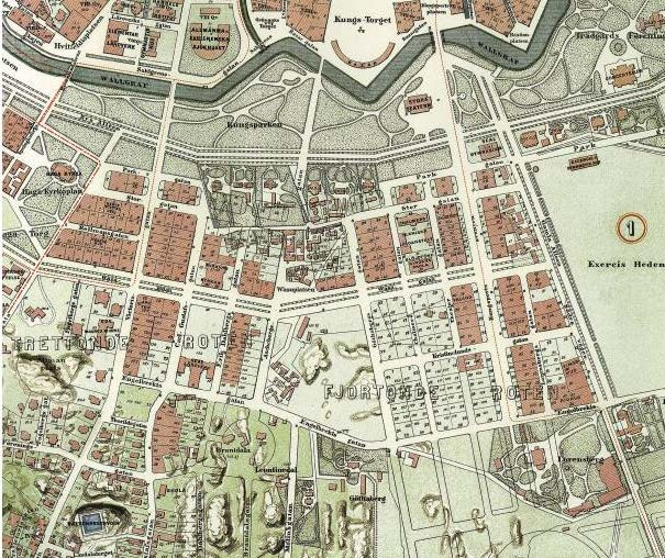 En stump av bygatan genom Flygarns Haga hindrade år 1885 hörnhuset Vasagatan 38 att åt Vasaplatsen byggas med full fasadlängd.