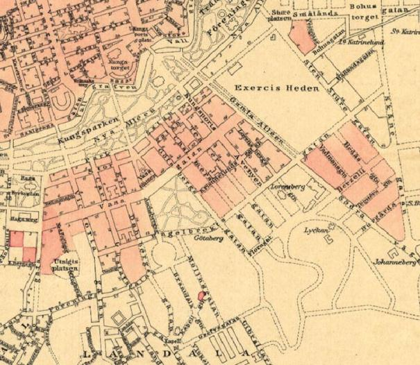 Reglering 1867 (13:e roten, Hasselbladska ängen), 1872 (14:e roten) Parterr (förgård) i parkkvarter och vid Kungsportsavenyn får ej bebyggas utan skall hållas planterad och prydligt inhägnad.