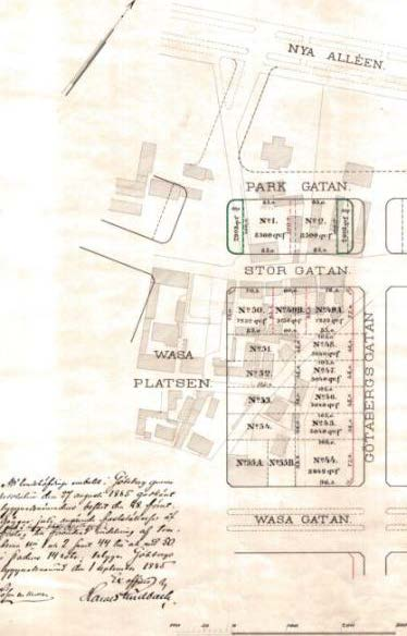 Således minskades kvarterens bredd i motsvarande grad, i 14:e roten 20 fot (= 6 meter till Götabergsgatan) och i 13:e roten 10 fot (= 3 meter till Erik Dahlbergsgatan).