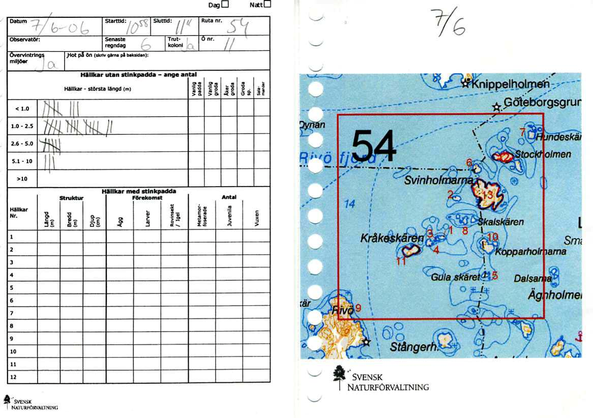 Registrering av kvaliteten på hällkar och pölar För de kvalitéer på hällkaren som undersöktes hänvisas till tidigare beskrivning i denna rapport samt till fältprotokollen (Figur 4)