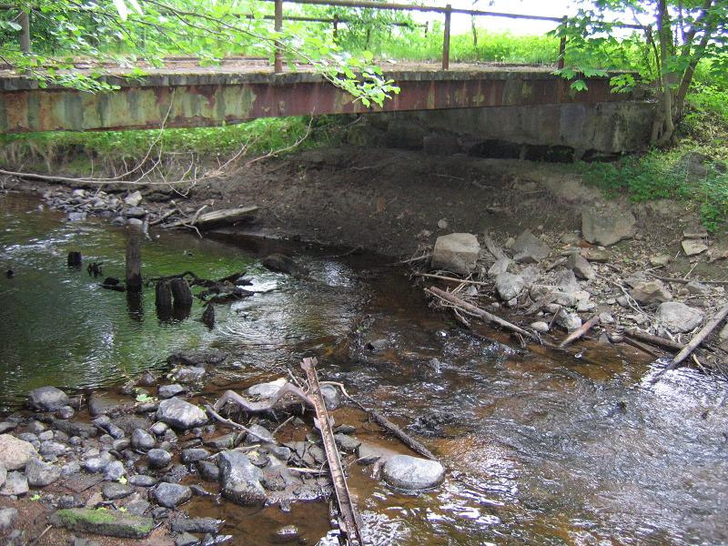 2: Gamla bron vid Loddby Pjältån 2008 Ett lekområde skapades vid den gamla bron Loddby, ca 10 m3 grus och 5 m3 sten plus befintligt material som kunde lossas från kanterna tillfördes på platsen