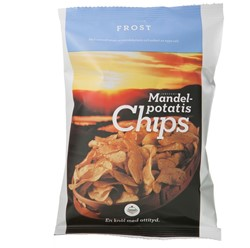 Produktgruppsindelning: 104312084550 / Kolonial/Speceri -- Snacks -- Chips -- Potatischips Produktbeskrivning: Batch-friterade mandelpotatischips, saltade.