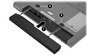 Sätta i och ta ut ett batteri VIKTIGT: När du tar ut ett batteri som är datorns enda strömkälla kan information gå förlorad.