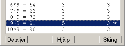 6: Statistikfönster Fönstret ska visa statistik över samtliga tal som