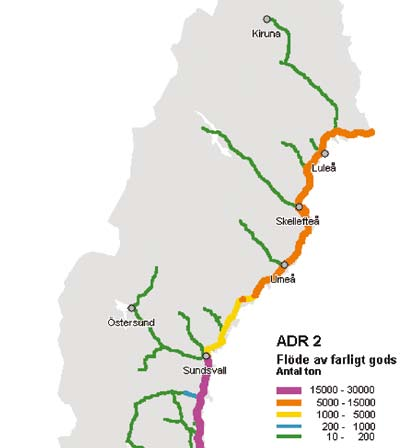 I svensk lagstiftning finns inga angivna skyddsavstånd mellan riskkälla (t.ex. transport-led för farligt gods) och skyddsobjekt (t.ex. bostadshus).