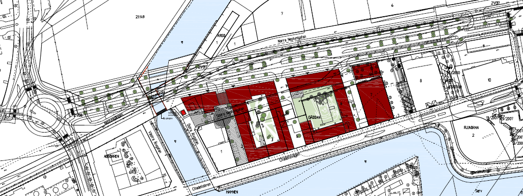 Efter avslutad projektering sker upphandling av markentreprenad för Neptunigatan och Neptunibroarna. Byggnation av gata och broar mm beräknas starta sista kvartalet 2015.