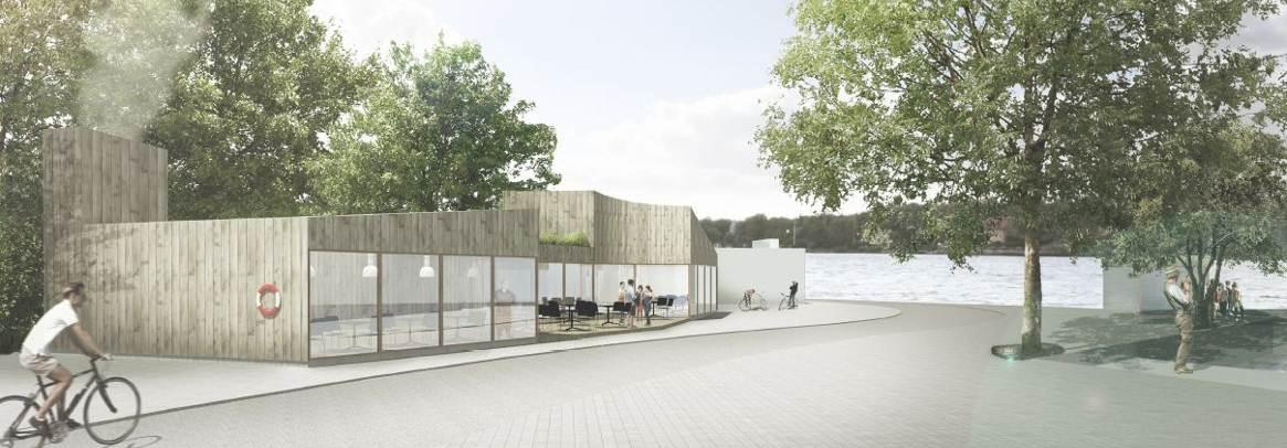 Planbeskrivning Norra Nacka strand 25 (70) Möjlig utformning av ny servicebyggnad på kajen.