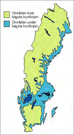 Vid avsmältningen av ismassorna frigjordes stora vattenmängder vilket medförde stigning av havsytan.