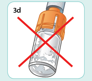 3c När du har blandat läkemedlet ordentligt ska det vara grumligt.