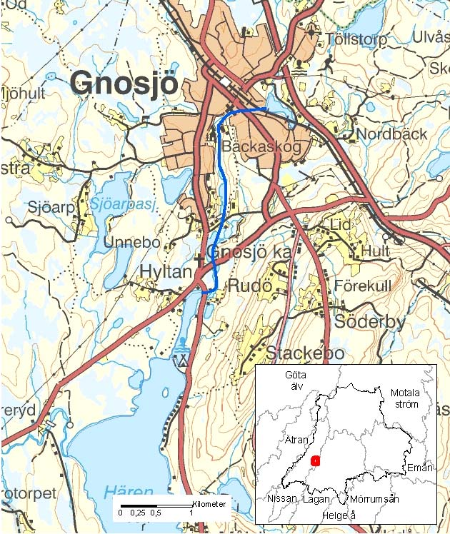 Götarpsån: Hären - Töllstorpaån Lantmäteriet 2008. Ur GSD-produkter ärende 106-2004/188F. Projekt Vattensamverkan är ett initiativ från Länsstyrelsen i Jönköpings län.