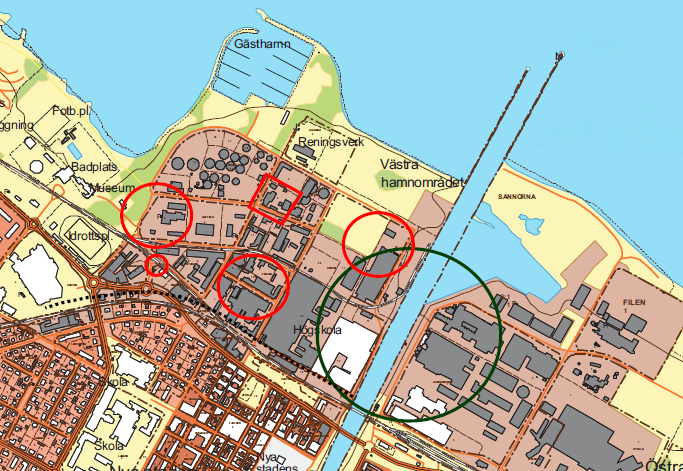 Tabell 2.1 Uppmärksamhetsavstånd för de riskobjekt som ska beaktas i vidare planering av Hamnstaden.