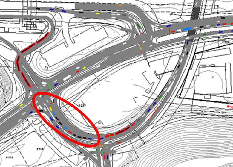 sprider sig bakåt och blockerar även högerströmmen. En annan negativ aspekt är ett kort magasin i vänstersvängen mot Storvretsvägen.